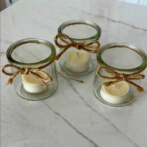 NWOT Three glass votive citronella candles